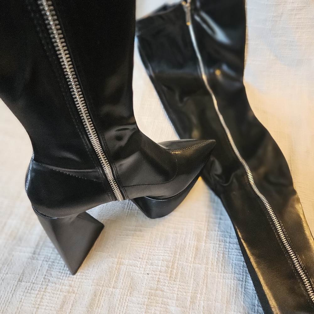 🧨Poster Girl by Dolls Kill Future Trippin' Thigh High Boots - Picture 5 of 15